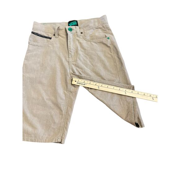 VANS BOYS LONG SKATEBOARD SHORTS VINTAGE TAN AND GREEN POCKETS SIZE 16 - Picture 10 of 12